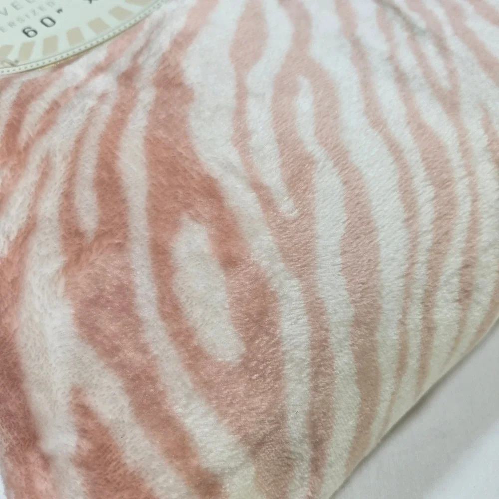 Artesia Throw Blanket 60x70 Pink Zebra Velvet Soft Oversized Plush Bedding